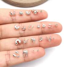 20pcs 18K Silvery Plated Crimp Beads Wire Guardians Clamshell Bead Tips Knot Covers End Caps For DIY Bracelet Necklace Jewelry Making Findings - Silver - View 4