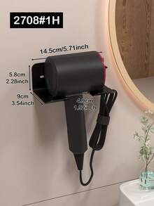 1pc Hair Dryer Holder Bathroom No-Drill Hair Dryer Wall Mount Storage Rack - Multicolor - View 5