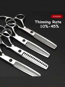 1pc Professional Hair Cutting Scissors, Hair Trimming Scissors, Hairdressing Tool For Salon And Home Use, Cutting Rate 10%-45% - Silver - View 4