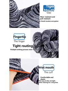 Black & White Floral Cotton Yarn Work Gloves, Knitted Breathable Industrial Operation Gloves, Anti-Slip - Gloves - View 5