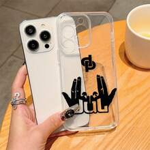 Street Hip-Hop Gesture Symbol Rapper JuL C'est Pas Des Lol Print Daily Use Black Phone Case, Shockproof Matte Back, Provides Protection For Phone, Durable Full Coverage Hard Phone Protective Cover - Multicolor - View 2