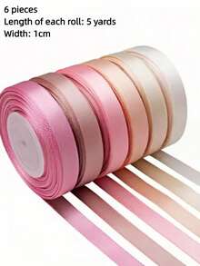 10mm/25mm Double-Faced Ribbon Set, 6 Rolls Of 30 Yards, Includes Cream, Champagne, Apricot, Light Pink, Deep Pink And Purple Ribbons, Suitable For Gift Wrapping, Wedding Bouquets, Bow Making, Party Decoration And Hair Styling - Pink Ribbon Set - View 13