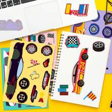 6Pcs Race Car Puzzle Kids Stickers, Cool Sports Racing Car Mix‑Match Decals, Fun DIY Stickers For Children's Party Favors, Birthday Gifts, Parent-Child Interactive Educational Handmade Project, Play‑Time DIY Decor - Multicolor - View 2