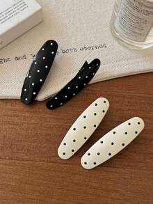 2pcs/1pc Women's 2.17 Inch/5.5cm Polka Dot Water Drop Glossy Lightweight Plastic Hair Clips, Minimalist Elegant Side Bang Hair Clips, Suitable For Daily Wear - Multicolor - View 6