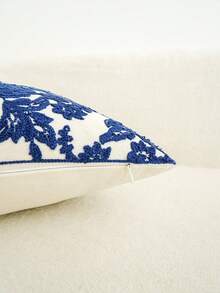 1pc Embroidered Floral Pattern Decorative Pillow Cover, Multi-Size & Multi-Applicable, Without Pillow Insert - Navy Blue - View 8