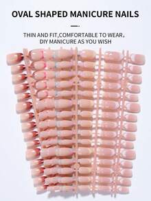 360pcs (12 Styles Mixed) Short Oval Gradient French Press-On Nails, Brown, Red And White Acrylic Fake Nails Set. Autumn Nails. - Multicolor - View 5