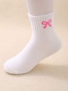20/10/5 Pairs Random Kids White Series Elastic Crew Socks, Soft & Comfortable, Breathable, White Socks Bows For Girls, Fall Socks Baby Halloween Socks - Multicolor - View 5