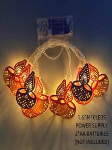 1 String Candle Lights, LED Hollow Metal Oil Lamps, Battery Powered String Lights, Suitable For Diwali Decoration, Party Decoration, Wedding Decoration, Home Decoration, Bedroom Decoration And Holiday Decoration - Candle String Lights - View 3
