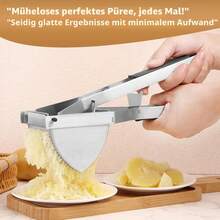 Large‑Size Stainless‑Steel Potato Ricer And Spaetzle Press, Fitted With Non‑Slip Silicone Handle. Heavy‑Duty Kitchen Press For Creating Puree And Gnocchi, Compatible With Dishwasher. - Silver - View 4