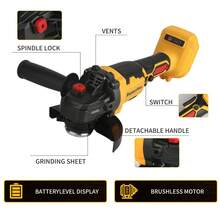 SuperPan Brushless Cordless Angle Grinder High-Speed Polisher M14 Spindle 20V Lithium-Ion Industrial Grade Cutting Machine Drill / Driver / Impact All-In-One Tool Home Use Tool Without Battery And Power Adapter (Bare Tool) - Yellow - View 7