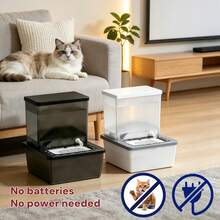 Cat Water Fountain, Dog Water Fountain, Pet Water Fountain, Automatic Cat Water Fountain, No Electricity Required, Precise Flow Control, Separates Clean Water From Dirty Water, Large Capacity, Transparent Design For Easy Refill - 2L - View 1