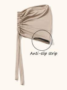 1pc Women's Solid Color Non-Slip Elastic Band Adjustable Scarf Beanie Hat - Light Khaki B - View 5