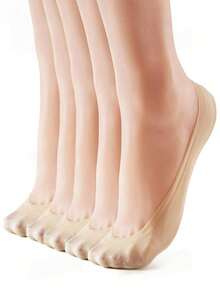 Women's Ultra Low-Cut Invisible Socks, Non-Slip Nylon Foot Socks, Suitable For Flats, Loafers, High Heels, Daily Wear - Multicolor - View 4