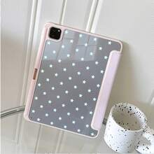 1pc Cute Mint Green & Grey Star Print Tablet Protective Case, Foldable Stand, Multi-Angle Viewing, Suitable For Work & Entertainment, With Pen Slot, Compatible With IPad Pro 2024/Air M3/A16 2025, Compatible With Xiaomi, MatePad - Multicolor - View 6