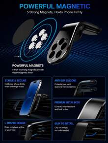 2pcs/1pc L-Shaped Magnetic Car Phone Holder, Suitable For GPS Navigation And Air Vent, Hands-Free Dashboard Phone Mount, Universal Car Accessory, Road Trip Essential, Father's Day Gift, Summer Travel, Driver's Car Gadget - Multicolor - View 5
