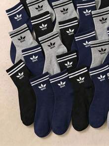 5/10/20 Pairs Random Color Sports Crew Kids Socks, Fall Halloween Christmas Socks, School Boys & Girls Essentials, Soft & Breathable Daily Outfits - Multicolor - View 3