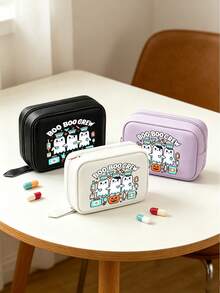 Pill Storage Box Set, BOO BOO CREW Pattern, 7-Day 2-Times-A-Day Large Capacity Pill Organizer, 14 Colorful Compartments, Reusable Travel Medicine Storage Bag, Large Capacity Weekly Pill Organizer, Suitable For Small Daily Items, Ideal For Health-Conscious And On-The-Go Users, Essential Medical Accessory, Back To School, Halloween, Christmas, Student Essential - Multicolor - View 4