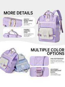 Myco Women's Fashion Solid Color Backpack, Lightweight And Durable, Suitable For Sports, Travel And Commuting, With Laptop Compartment - Multicolor - View 7