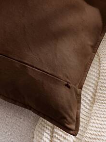 2pcs Nordic Style Solid Color Fleece Fringed Pillow Covers (Inner Pillow Not Included), Square Decorative Cushion Covers, Soft & Comfortable Linen-Like Fabric, Modern Home/Bedroom/Dorm Decor - Brown - View 5