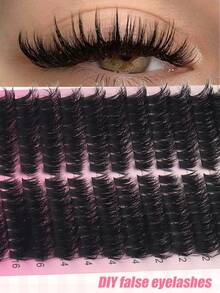 14 Rows 224 Clusters D/DD Curl Individual Lash Extensions, Mixed Length Volume Lash Clusters, Thick Lightweight Comfortable False Eyelashes, DIY Segmented Lashes Suitable For Everyday And Party Looks - D - View 2