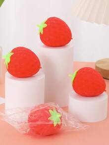 1pc Cute Realistic Strawberry Squeeze Toy, Soft Rebound Sensory Stress Relief Toy For Kids And Adults, Desktop Decoration, Relieves Anxiety, Improves Daily Mood, Suitable As Party And Holiday Gift (OPP Bag Packaging) - Multicolor - View 6
