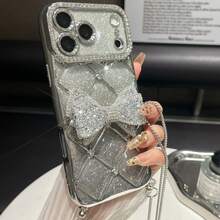1个蝴蝶结水钻菱形网格6D电镀亮片手机壳，兼容 17/16/XR/XS Max/11/11 Pro/11 Pro Max/12/12 Pro/12 Pro Max/13/13 Pro/13 Pro Max/14/14 Pro/14 Pro Max/15/15 Pro/15 Plus/15 Pro Max，保护套 - 彩色 - 查看 32