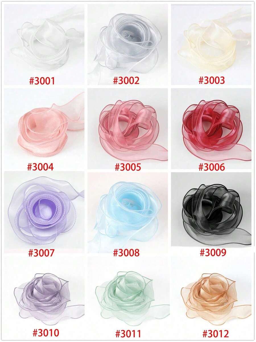 1.5 Inch Wide 10 Yards Transparent Organza Chiffon Ribbon, Suitable For Gift Wrapping, Wedding Bouquets, Crafts, Christmas And More - Multicolor - View 1
