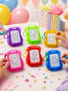 8pcs/Pack Mini Erasable Drawing Boards With Keychain Clips, Portable Whiteboards With Lanyards, Dust-Proof Sketch Pads With Keychains, Backpack Keychain Clips Drawing Boards, Travel Size, Party Favors, Small Gift Fillers, Classroom Rewards, Erasable Sketchbooks, Unisex, Birthday Party Gifts, Backpack Keychain Clips Sketchbooks, Birthday Party Gift Bags, Reward Party Gifts - Multicolor - View 6