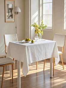1pc Elegant White Rectangular Tablecloth - Perfect For Weddings, Parties And Outdoor Events Christmas Halloween Decoration - Durable Polyester, Multiple Sizes Available 59*102in - Multicolor - View 11
