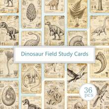 36/72pcs Vintage Dinosaur Paleontology Journal Cards - Vintage Science Sketch Style Dinosaur, Fossil, Prehistoric Plant And Anatomy Illustration Educational Cards, Perfect For Scrapbooking, Junk Journals, Planners, School Projects And DIY Crafts, Dinosaur Education Flashcard Set - A - View 7