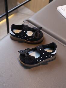 1 Pair Spring/Autumn New Princess-Style Soft Sole Baby Walking Shoes For Girls With Bowknot Sweet Design - Black - View 1