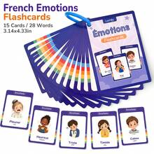 6 Theme French Learning Flash Cards, Kids Educational Cards, Preschool Kindergarten French Language Learning Material, Fruits Vegetables Food Body Animals Emotions Daily Life Theme Vocabulary Flashcards - Multicolor - View 9