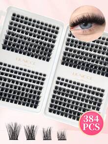 384pcs Single False Eyelashes, Eyelash Book, Cluster False Eyelashes, Home DIY Eyelash Extensions, Cluster False Eyelashes, Single False Eyelashes, False Eyelashes, False Eyelashes, Reusable, Suitable For Beginners, Easy To Wear, Portable Makeup Essential, Gift - C - View 4