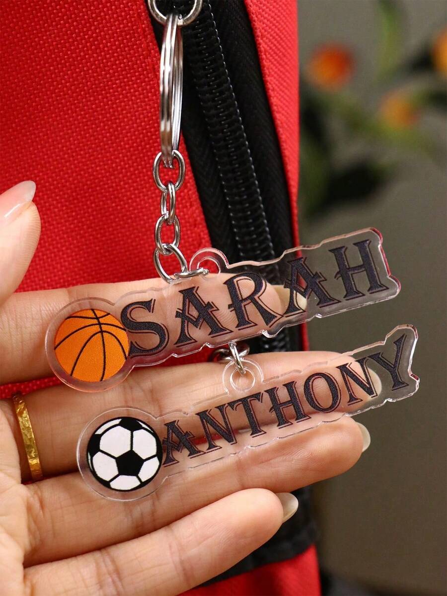 Custom Name Sports Keychain, Personalized Football, Basketball And Baseball Keychain, Unique Souvenir For Sports Enthusiasts And Fans - Multicolor - View 1