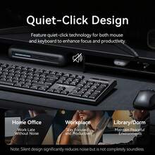 VENTION Kombo Keyboard dan Mouse Nirkabel Senyap, Keyboard Membran 2.4G Ukuran Penuh 104 Tombol dengan Numpad, Mouse Ergonomis Tipis Plug-Play untuk Laptop Desktop PC, Hitam - View 4