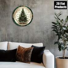2D Flat - 1pc Vintage Christmas Tree Iron Wall Decor, 8X8 Inch Round Metal Sign With Elegant Border And Star Design, Holiday Decoration For Home, Office, Kitchen, Living Room - Multi-Purpose, No Electricity Required, Christmas Home Decor - A - View 6