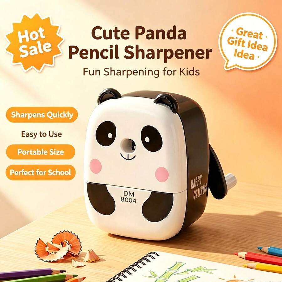1pc Animal Shaped Pencil Sharpener Panda Cartoon Hand Crank Pencil Sharpener Cute Tiger Hand Crank Pencil Sharpener Random Color Suitable For Office Use - Multiple Colors and Random Styles - View 1