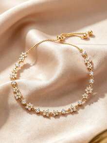 Sparkling Cherry Blossom Pull Bracelet, Small Flower Series, With Decoration - Multi-Functional High-End Accessory From Ins-Inspired Niche Series, Perfect For Elegant - A - View 3