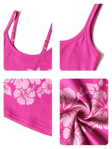 Women's Summer Casual Vacation Floral Print Camisole Pink - Pink - View 5