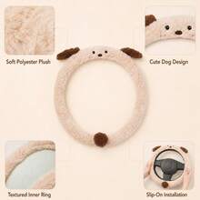 Car Steering Wheel Cover, Plush Cartoon Puppy Non-Slip Design, Autumn/Winter Car Interior Accessory, Suitable For Female Car Owners Car Decoration, Holiday Gift - Multicolor - View 5