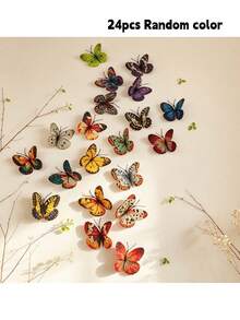 1/5/10/20pcs Oil Painting Style PVC 3D Butterfly Wall Stickers, Suitable For Wedding, Holiday Decoration, Photo Props, Halloween And Christmas Decoration - A - View 9