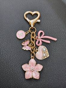 1pc 26 Letter Enamel Floral Keychain Pendant, Creative Key Ring Decorative Accessory, Car Key Chain, Bag Charm, Suitable For Friends, Family, Valentine's Day Gift, Birthday Gift, Holiday Gift, Party Favor - Multicolor - View 28