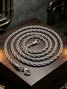 1pc Men's Stainless Steel Fashionable And Simple Rope Chain Necklace, The Perfect Jewelry Accessory - Multicolor - View 7