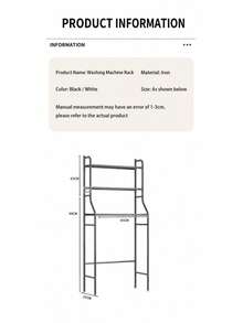 3-Tier Over The Washing Machine Storage Rack – Iron Laundry Organizer Shelf, Space Saving Bathroom Storage Stand, Heavy Duty Utility Rack, Black / White - White - View 10