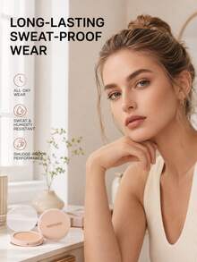 beauty glazed Bedak tabur padat dengan efek buram lembut, menciptakan hasil akhir matte yang halus, secara efektif menyamarkan garis-garis halus dan pori-pori yang terlihat, tahan lama sepanjang hari, sentuhan akhir yang sempurna, cocok untuk riasan wajah natural sehari-hari. - 102# - View 5