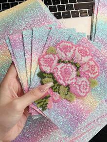 厚紋理 Perler 珠熨燙紙，彩虹亮片布料熨燙片，耐熱可重複使用，適用於 DIY Perler 珠藝術與手工藝 - 彩色 - 查看 3