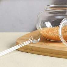 Glass Honey Pot Honey Jar With Spoon Lid Cover Honey Bottles Honey Container Dispenser Ketchup Container Sauce Jar For Oil Sauces Vinegar - Clear - View 4