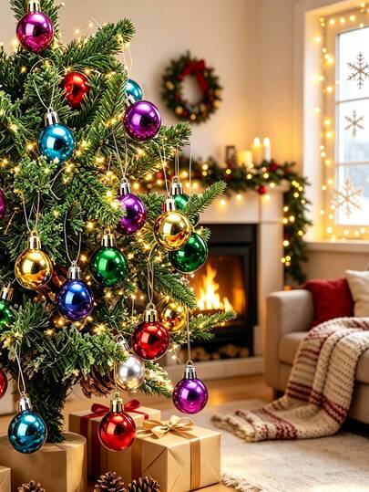 Christmas Party Decoration Balls, Christmas Hanging Balls, Christmas Balls, Plastic Balls, Painted Balls, Christmas Hanging Balls, Christmas Decorations, Suitable For Christmas Tree Scene Arrangement And Decoration, Home Decor, Living Room Decor