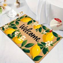 1pc Fresh Lemon Print Design Microfiber Bath Rug,Non-Slip & Soft Bathroom Mat,Welcome Doormat,Water Absorption Mat,Machine Washable,Low Pile,TPR Backing,Knit Fabric,ForBedroom,Kitchen,Entryway,Indoor Use,Accessories & Home Decor,Perfect New Home Gift - A - View 2