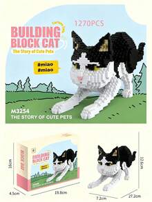 Cute Pet Cat Micro Building Blocks Set, DIY Assemble Animal Model Toy, Collectible Desktop Display Decoration, Holiday Gift For Cat Lovers,Creative Gift For Teens & Adults - Multicolor - View 9